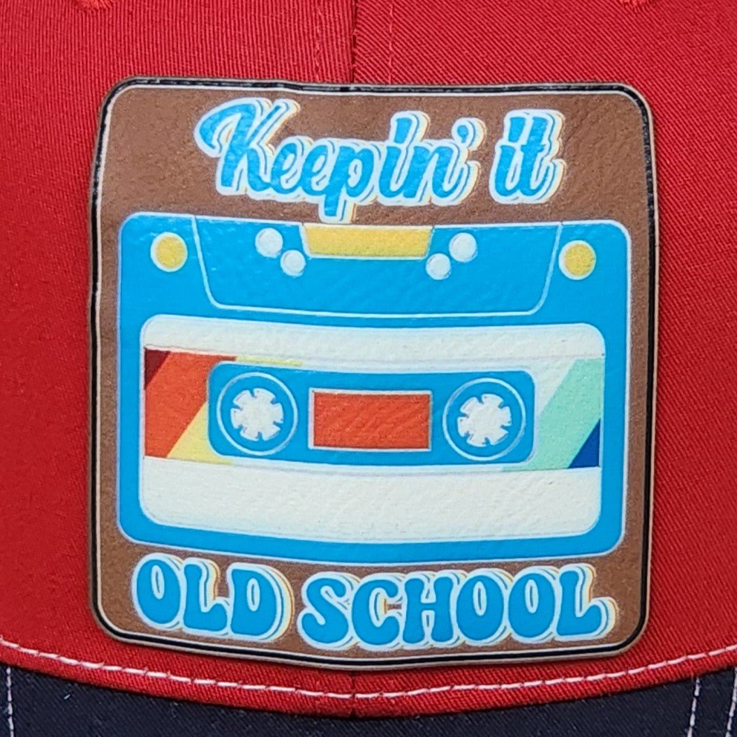 Keepin' it Old School UV Printed Leatherette Hat Patch - MR01 - LoneStar Adhesive