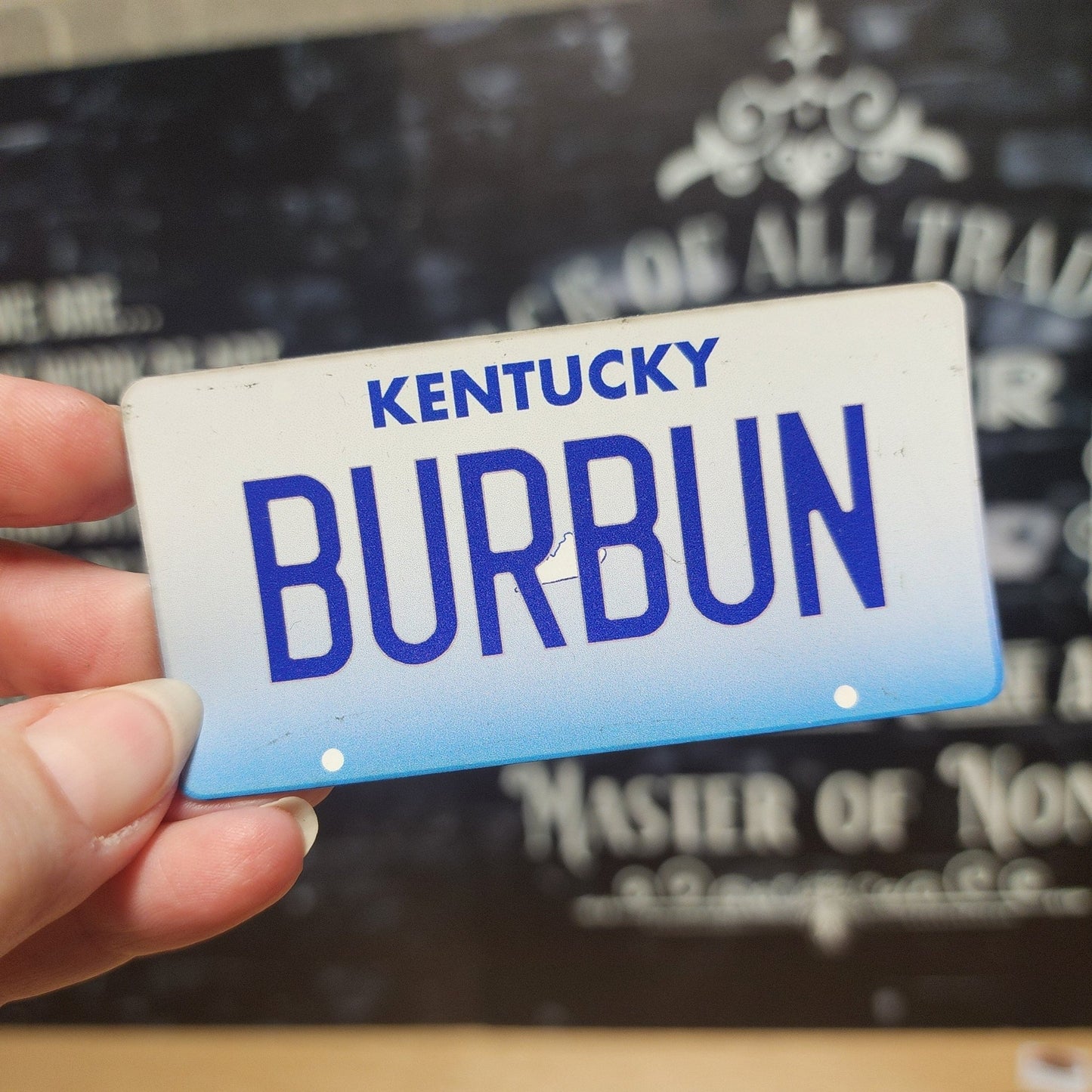 Kentucky Bourbon Plate UV Printed Leatherette Hat Patch - MR01 - LoneStar Adhesive