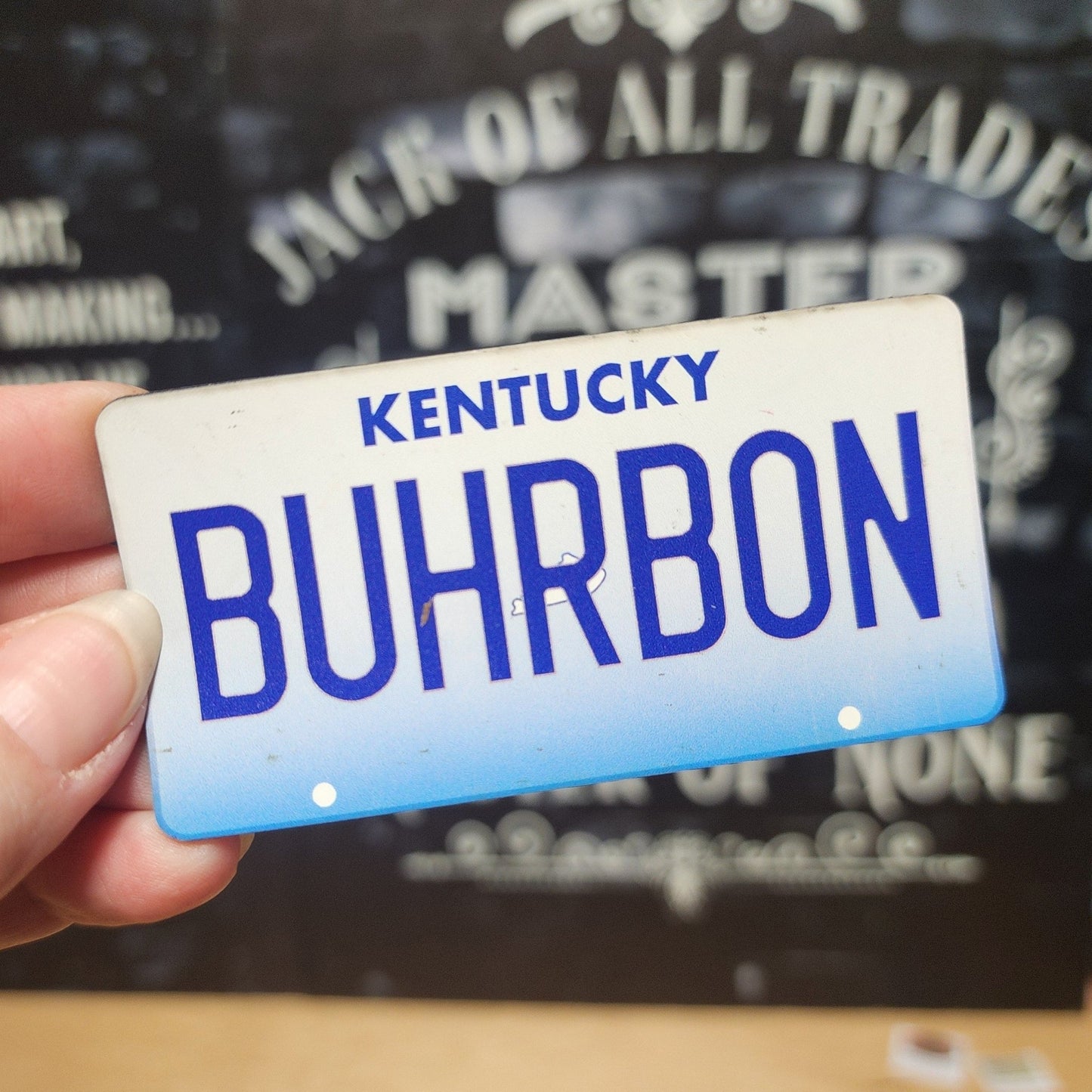 Kentucky Bourbon Plate UV Printed Leatherette Hat Patch - MR01 - LoneStar Adhesive