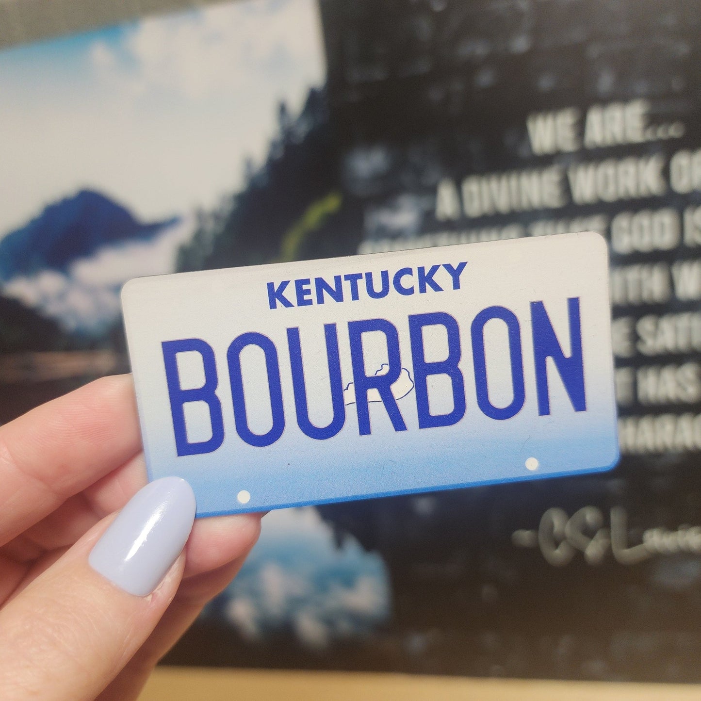 Kentucky Bourbon Plate UV Printed Leatherette Hat Patch - MR01 - LoneStar Adhesive
