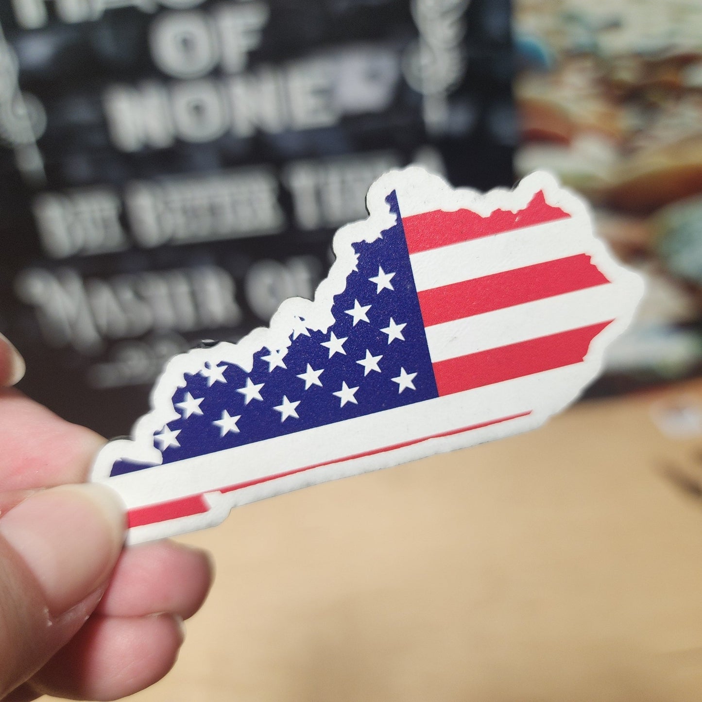 Kentucky Flag Shape UV Printed Leatherette Hat Patch - MR01 - LoneStar Adhesive