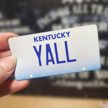 Kentucky License Plate Yeehaw Y'all UV Printed Leatherette Hat Patch - MR01 - LoneStar Adhesive