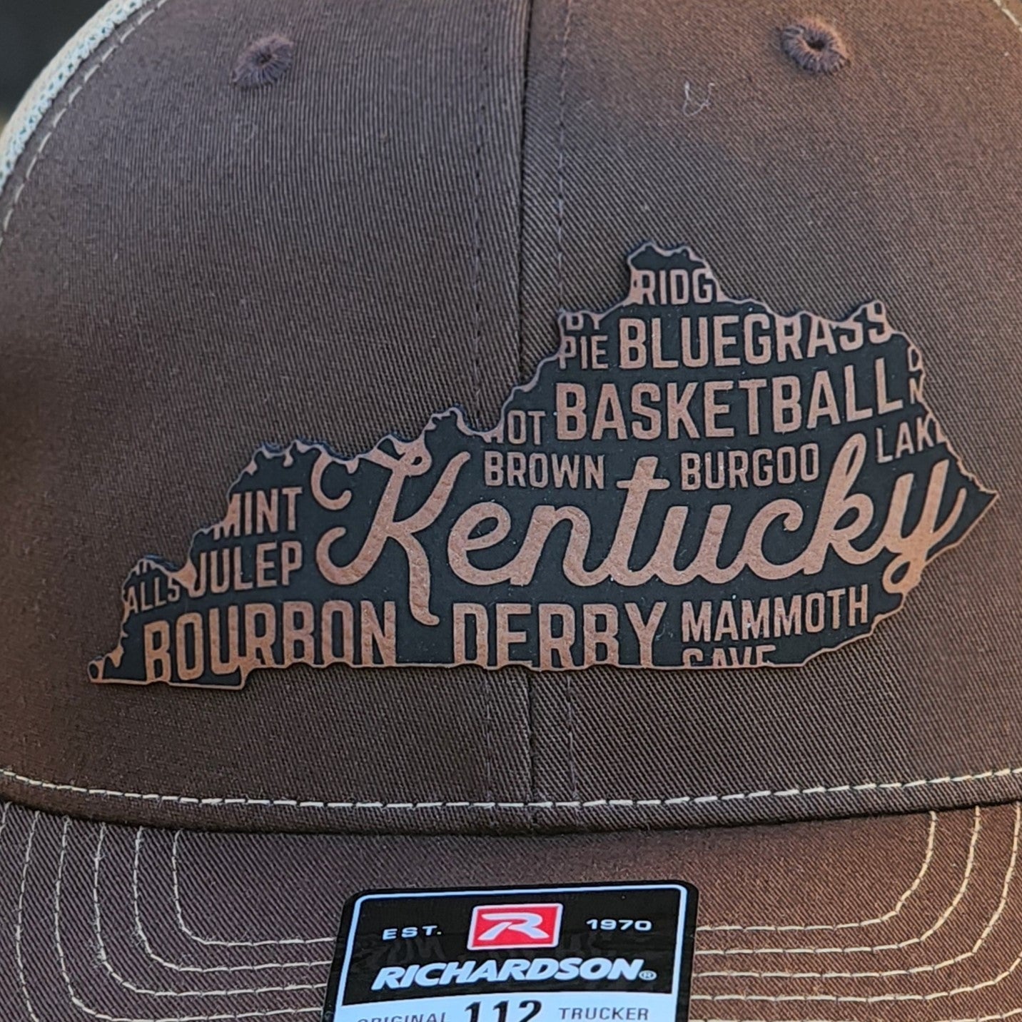 Kentucky Pride and Heritage Engraved Leatherette Hat Patch - MR01 - LoneStar Adhesive