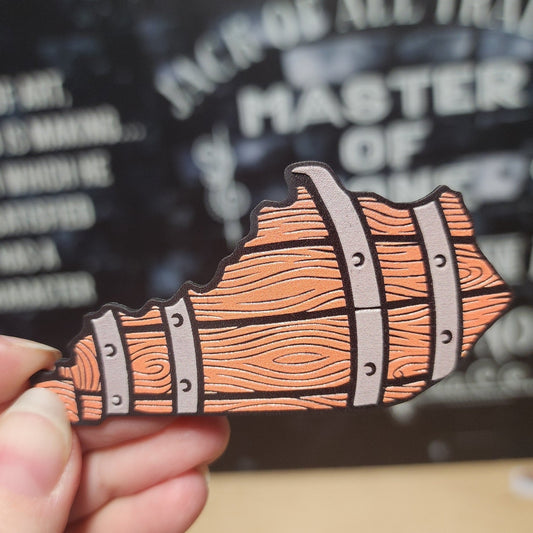 Kentucky Whiskey Barrel UV Printed Leatherette Hat Patch - MR01 - LoneStar Adhesive
