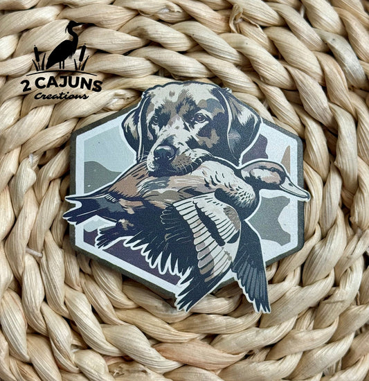 Labrador with Duck Camo UV Printed Hat Patch - LoneStar Adhesive