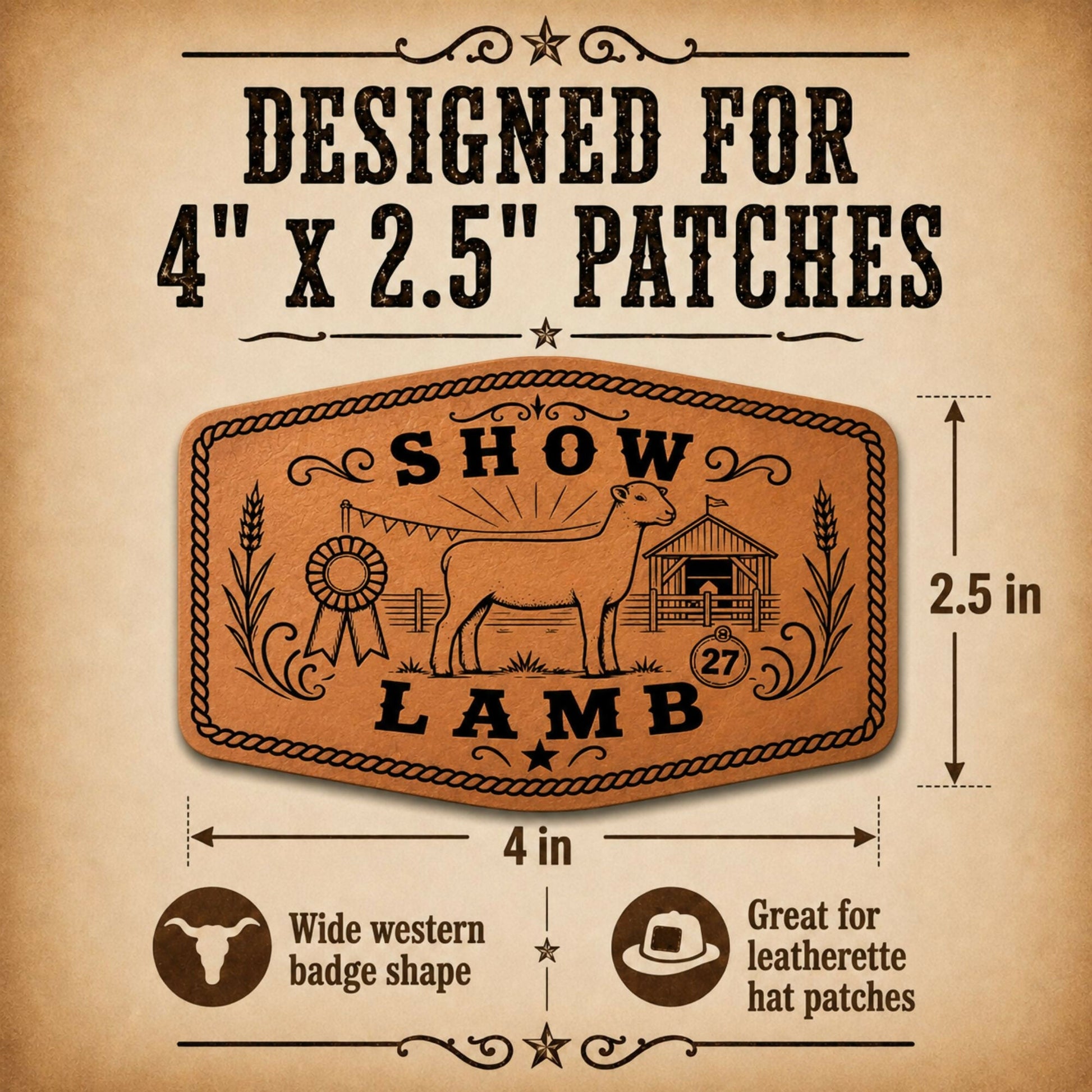 Lamb Livestock Show Hat Patch SVG Bundle, 16 Western Sheep Designs, Laser Engraving Files, XS PNG PDF - LoneStar Adhesive