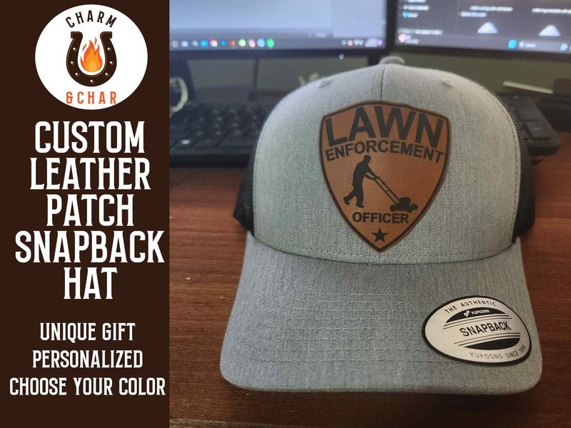 Lawn Enforcement Officer Leather Patch Trucker Hat - #LoneStar Adhesive#