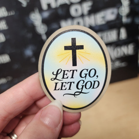 Let Go Let God UV Printed Leatherette Hat Patch - MR01 - LoneStar Adhesive
