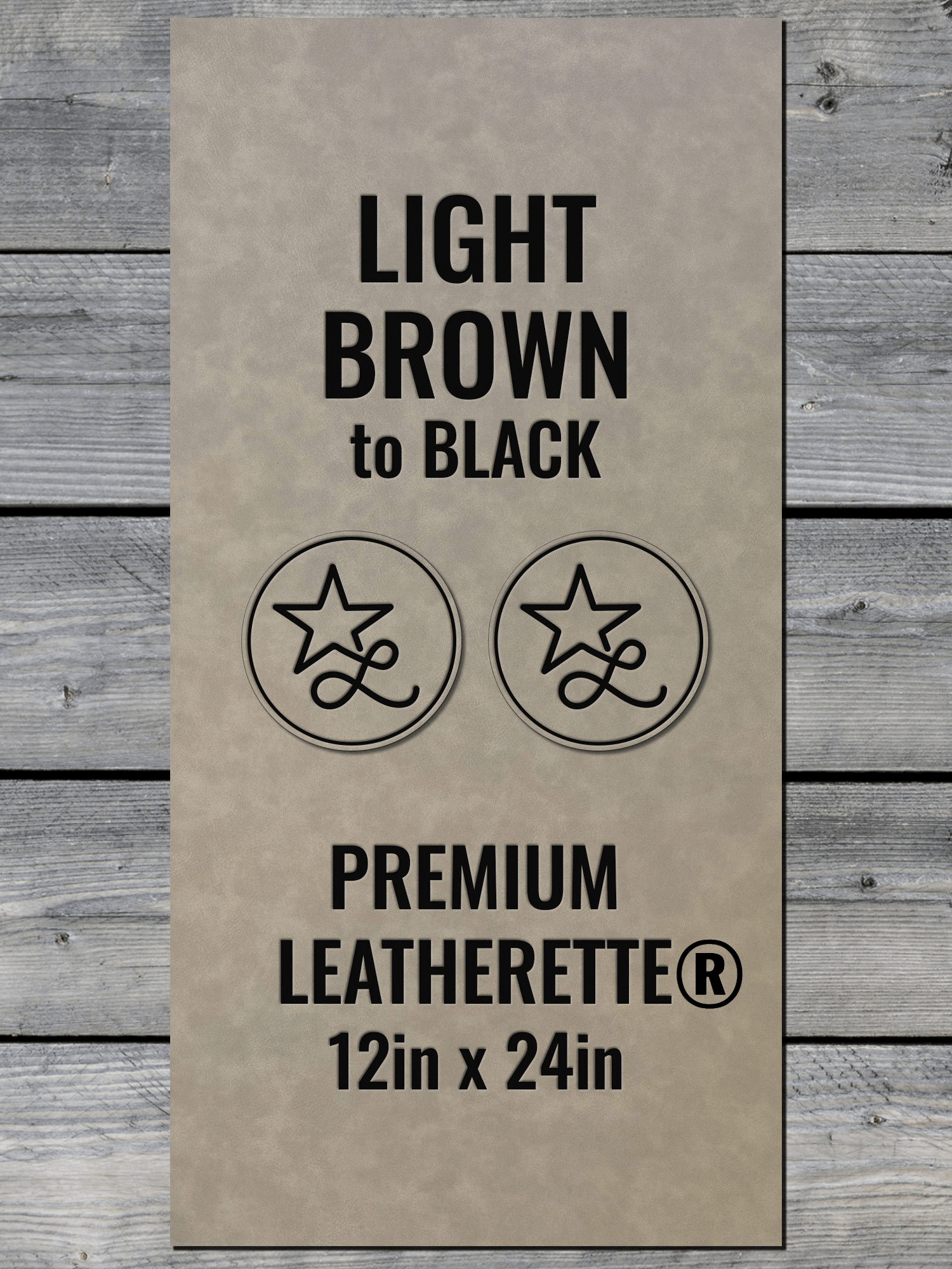PREMIUM leatherette® laserable panel by LoneStar, 12x24 inch faux leather sheet in, 1.5mm thick with thermal-activated Durra-Bull adhesive backing, ideal for laser engraving and cutting