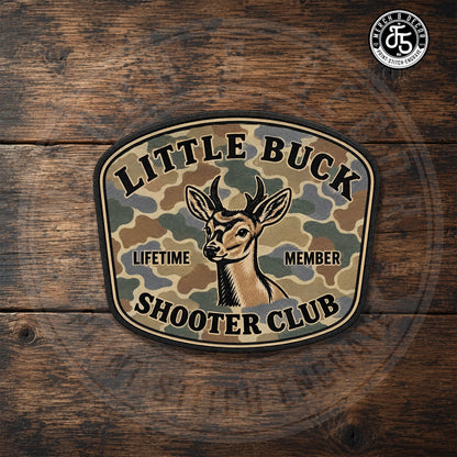 Little Buck Shooter Club Backwoods Camo UV Printed Hat Patch - LoneStar Adhesive