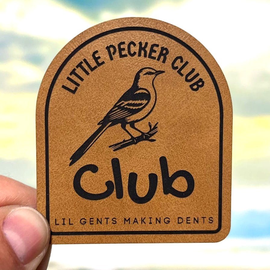 Little Pecker Club Engraved Leatherette Hat Patch - MR01 - LoneStar Adhesive