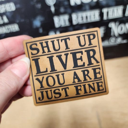 Liver Health (Saddle Tan) Engraved Leatherette Hat Patch - MR01 - LoneStar Adhesive