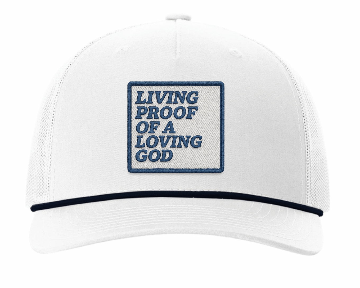 "Living Proof of a Loving God" Embroidery Effect UV Printed Patches - LoneStar Adhesive