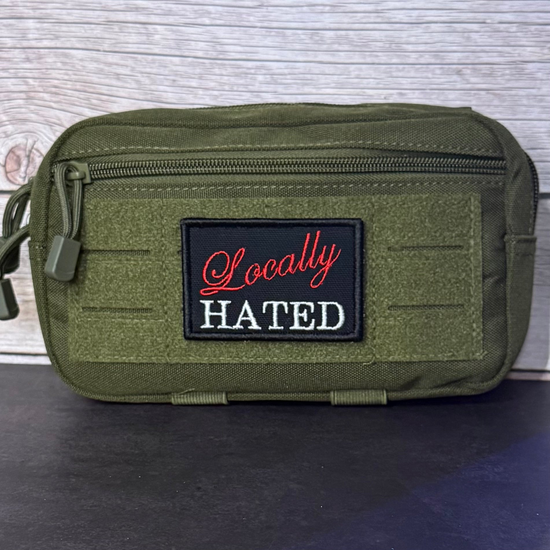 Locally Hated Funny Morale Patch, 2x3" | Made in USA | VELCRO® Brand Hook Backing - LoneStar Adhesive