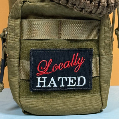 Locally Hated Funny Morale Patch, 2x3" | Made in USA | VELCRO® Brand Hook Backing - LoneStar Adhesive
