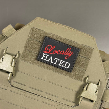 Locally Hated Funny Morale Patch, 2x3" | Made in USA | VELCRO® Brand Hook Backing - LoneStar Adhesive