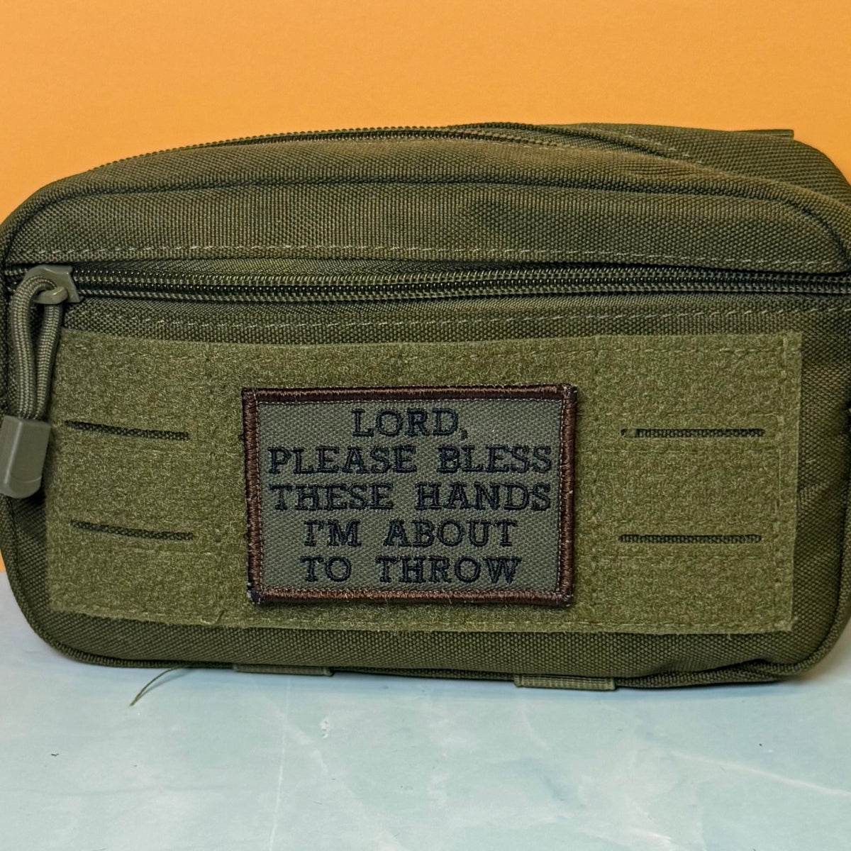 Lord, Bless These Hands I'm About To Throw Embroidered Morale Patch – 2x3" - #LoneStar Adhesive#
