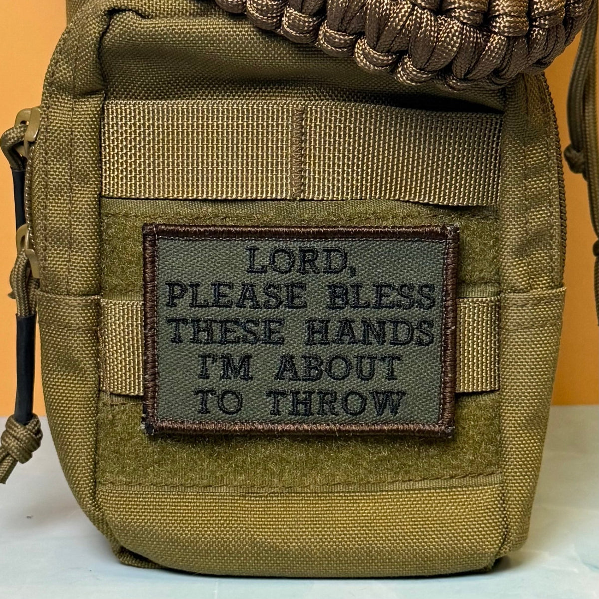 Lord, Bless These Hands I'm About To Throw Embroidered Morale Patch – 2x3" - #LoneStar Adhesive#