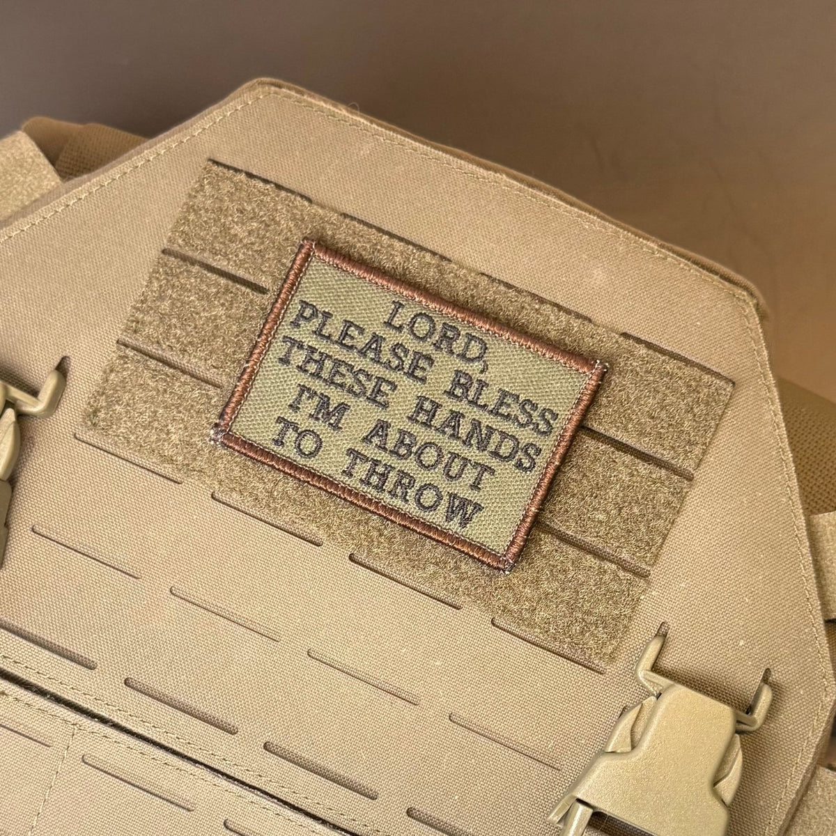 Lord, Bless These Hands I'm About To Throw Embroidered Morale Patch – 2x3" - #LoneStar Adhesive#