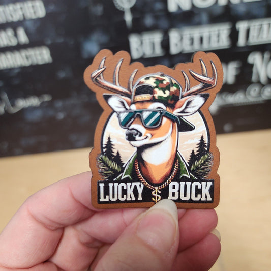 Lucky Buck Deer UV Printed Leatherette Hat Patch - MR01 - LoneStar Adhesive