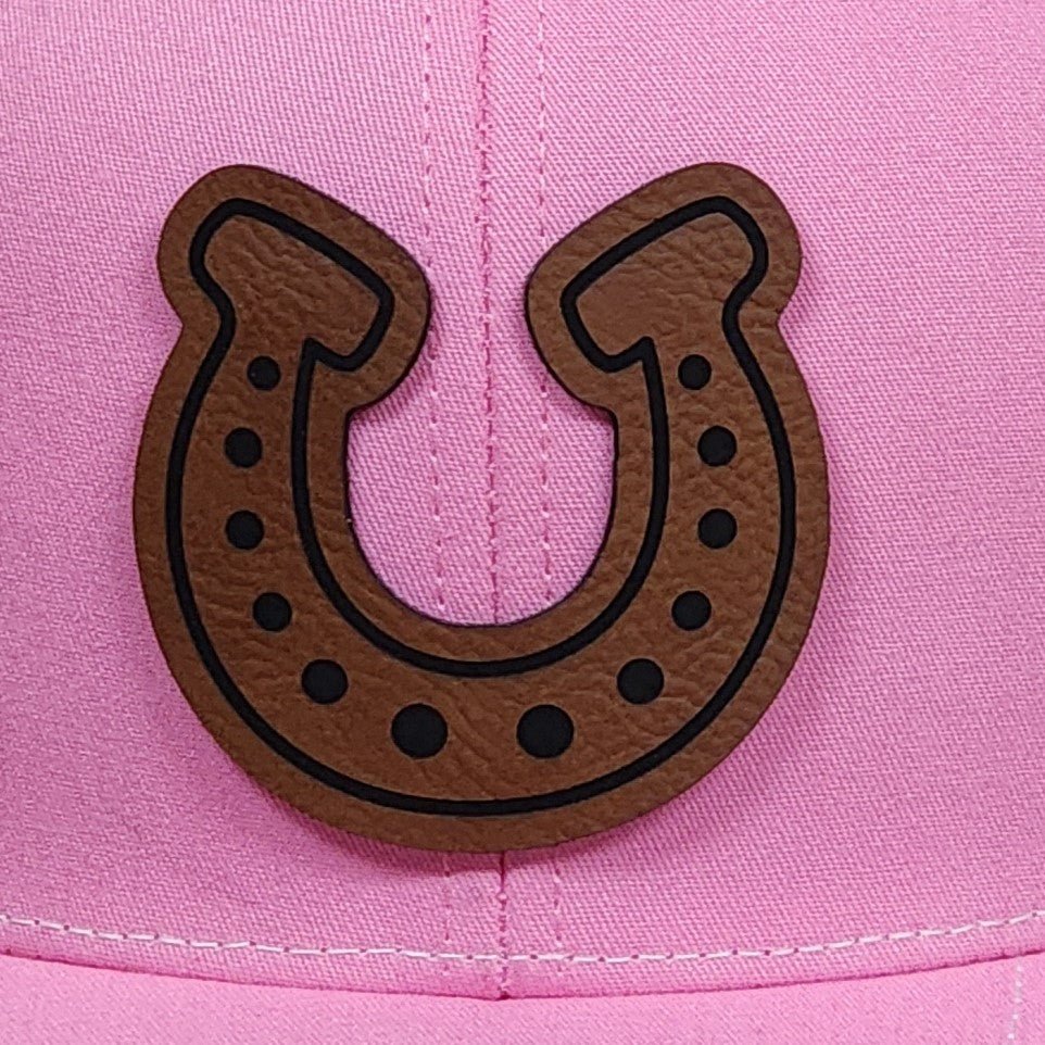 Lucky Horseshoe Engraved Leatherette Hat Patch - MR01 - LoneStar Adhesive