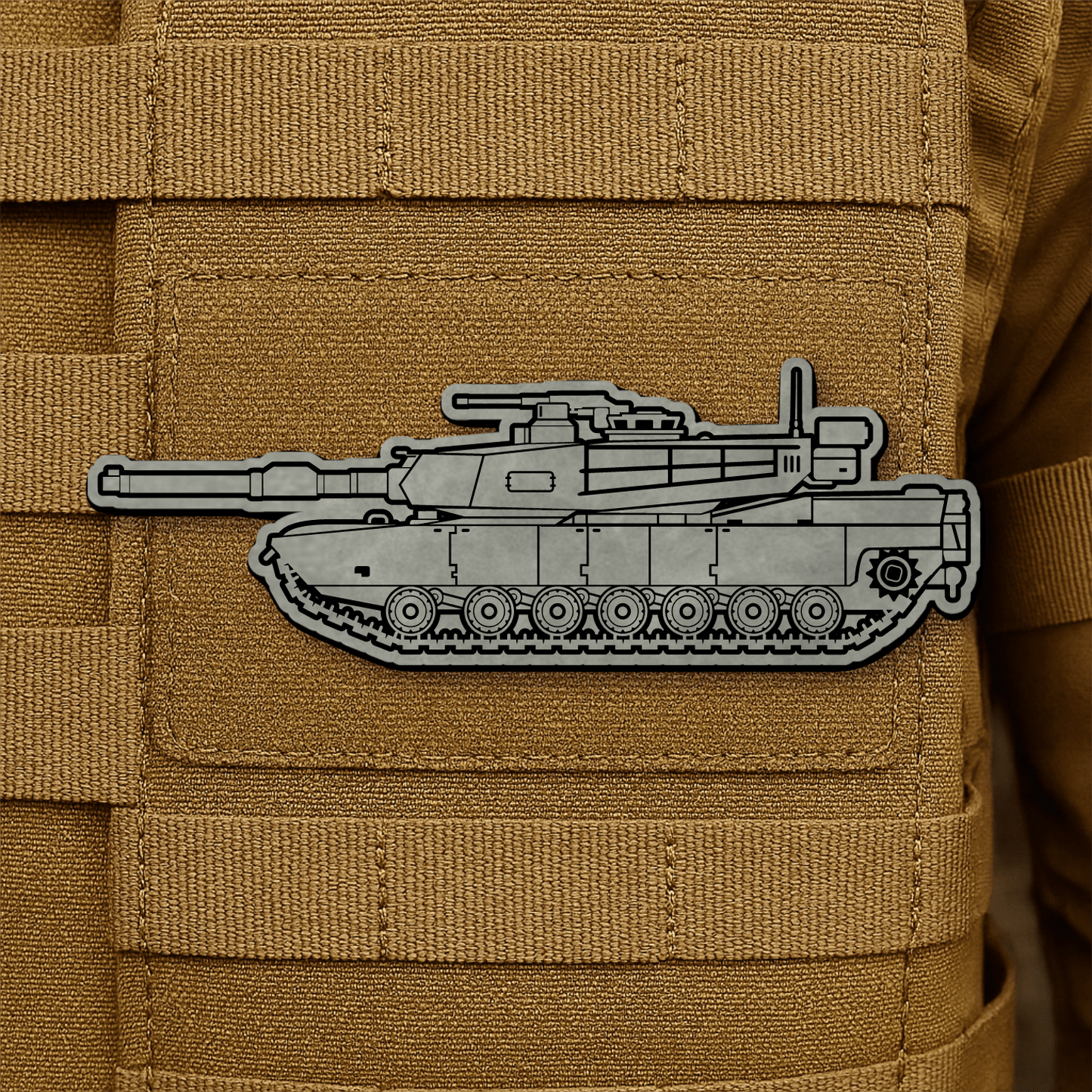 M1 Abrams Main Battle Tank Engraved Morale Patch – 1.4” x 4” Hook & Loop Tactical Patch | Made in USA - LoneStar Adhesive