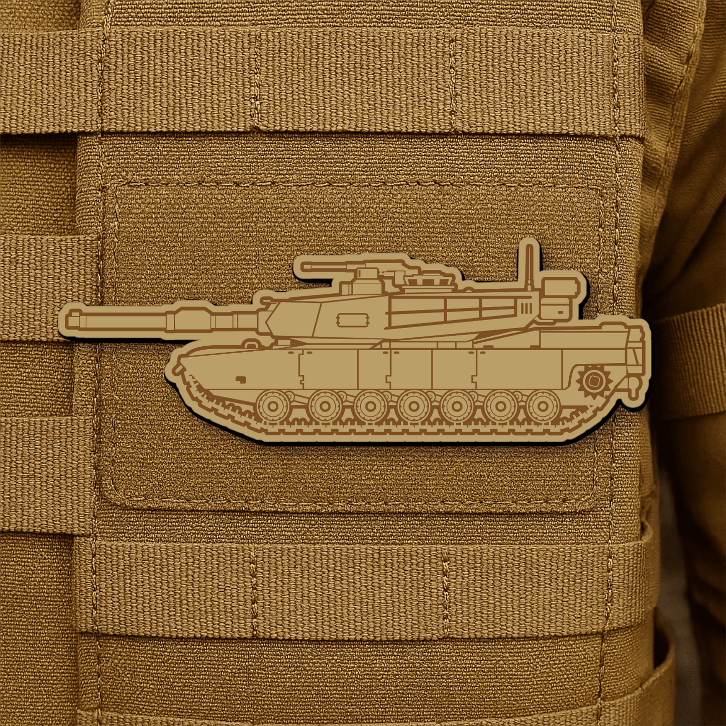 M1 Abrams Main Battle Tank Engraved Morale Patch – 1.4” x 4” Hook & Loop Tactical Patch | Made in USA - LoneStar Adhesive