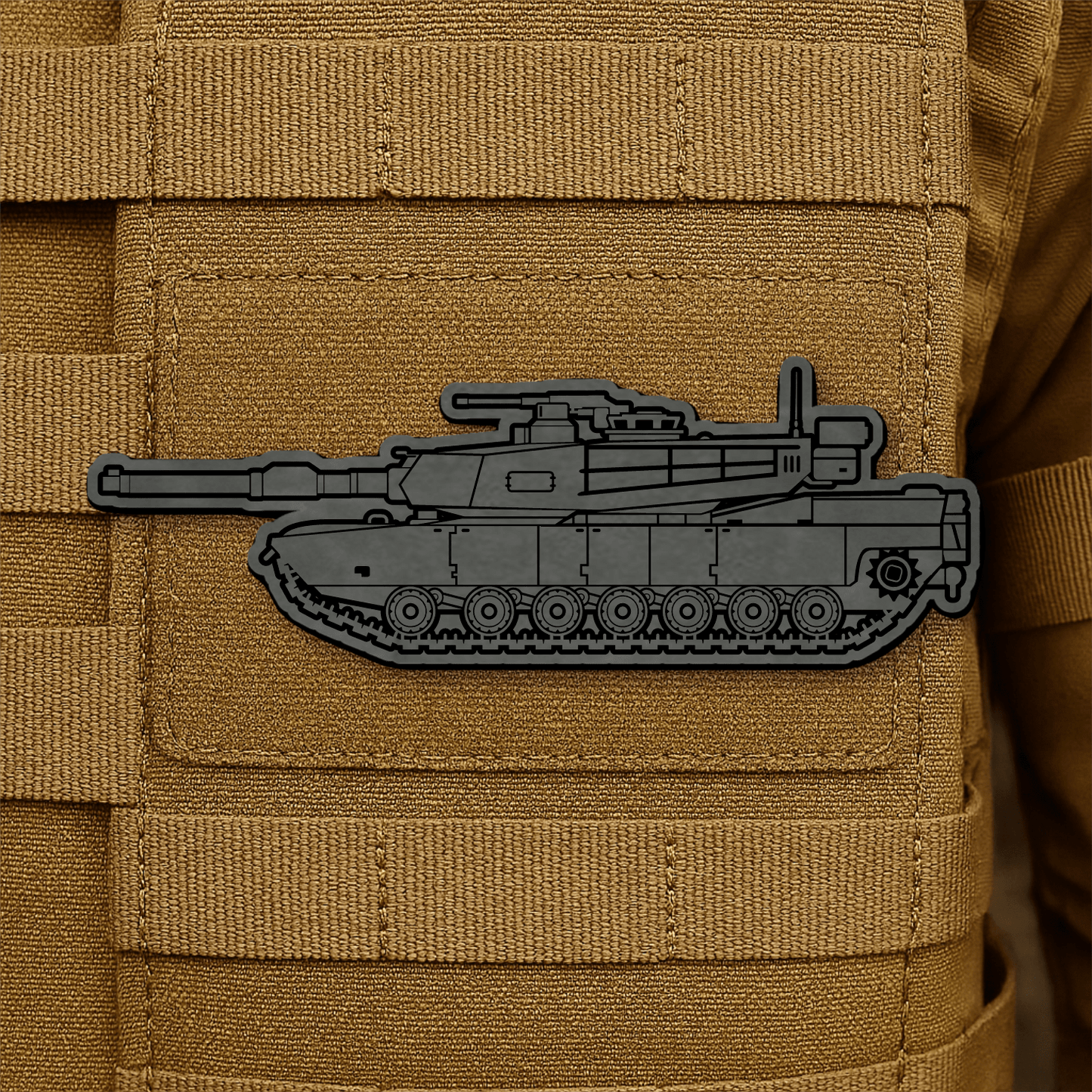 M1 Abrams Main Battle Tank Engraved Morale Patch – 1.4” x 4” Hook & Loop Tactical Patch | Made in USA - LoneStar Adhesive