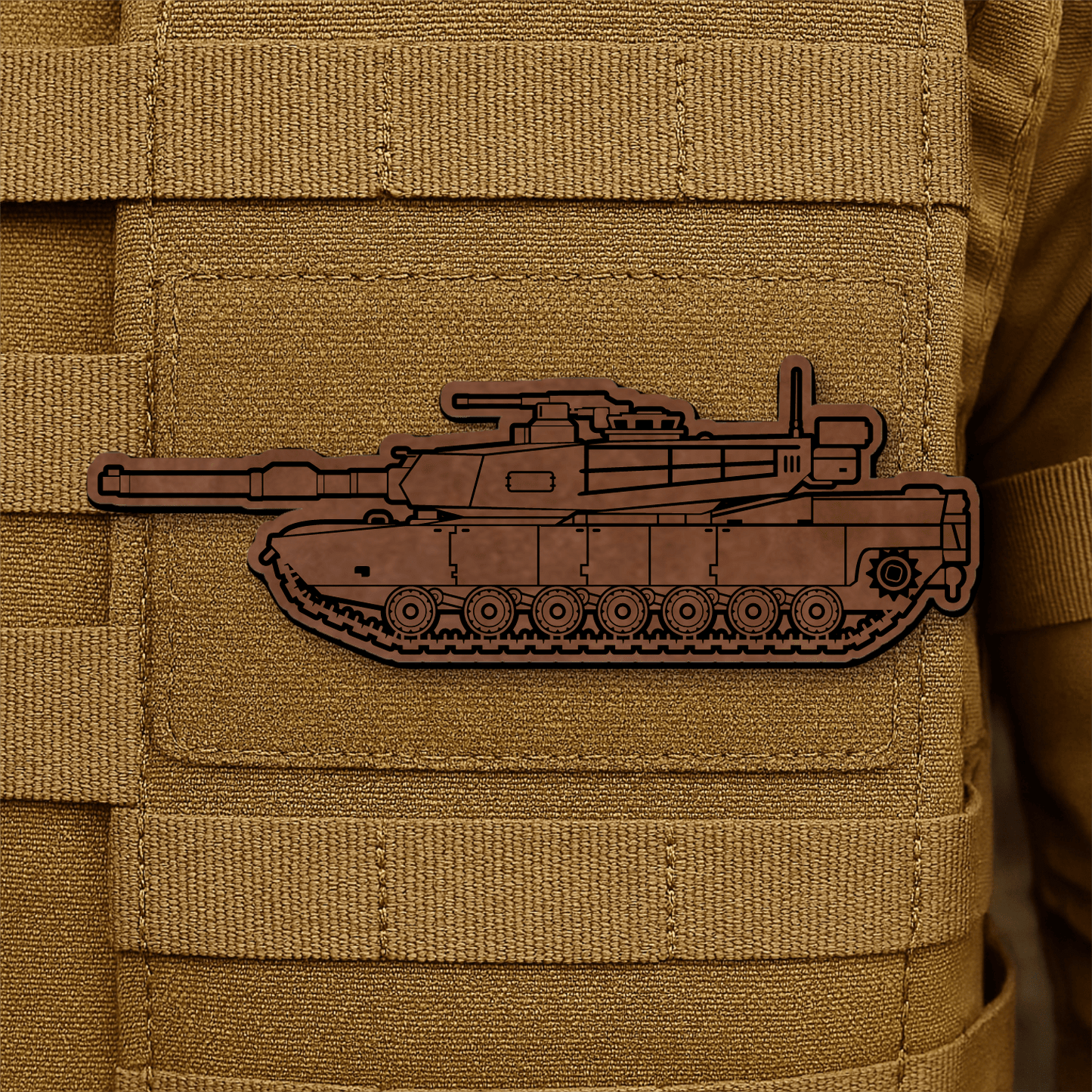 M1 Abrams Main Battle Tank Engraved Morale Patch – 1.4” x 4” Hook & Loop Tactical Patch | Made in USA - LoneStar Adhesive