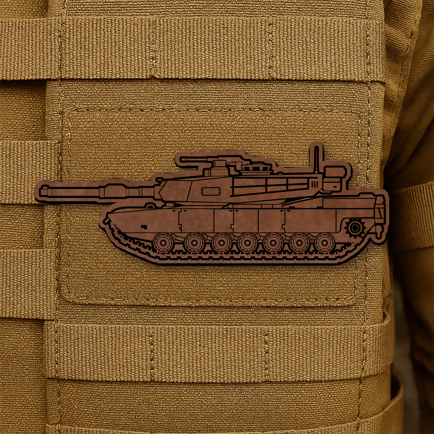 M1 Abrams Main Battle Tank Engraved Morale Patch – 1.4” x 4” Hook & Loop Tactical Patch | Made in USA - LoneStar Adhesive