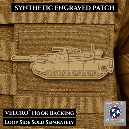 M1 Abrams Main Battle Tank Engraved Tactical Morale Patch, 1.4x4” | Made in USA | VELCRO® Brand Hook Backing - LoneStar Adhesive