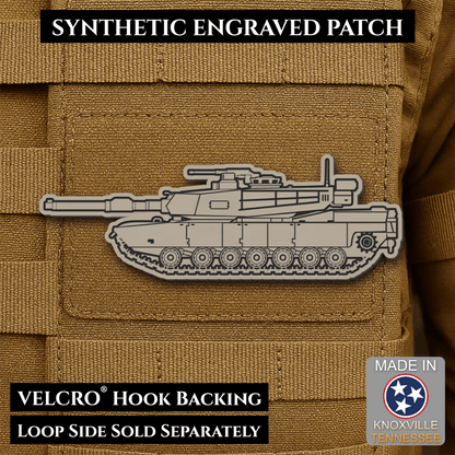 M1 Abrams Main Battle Tank Engraved Tactical Morale Patch, 1.4x4” | Made in USA | VELCRO® Brand Hook Backing - LoneStar Adhesive