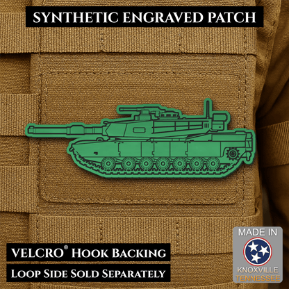 M1 Abrams Main Battle Tank Engraved Tactical Morale Patch, 1.4x4” | Made in USA | VELCRO® Brand Hook Backing - LoneStar Adhesive