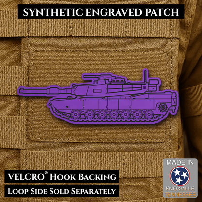 M1 Abrams Main Battle Tank Engraved Tactical Morale Patch, 1.4x4” | Made in USA | VELCRO® Brand Hook Backing - LoneStar Adhesive