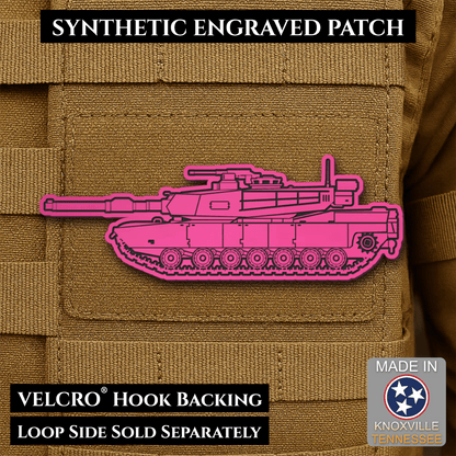 M1 Abrams Main Battle Tank Engraved Tactical Morale Patch, 1.4x4” | Made in USA | VELCRO® Brand Hook Backing - LoneStar Adhesive