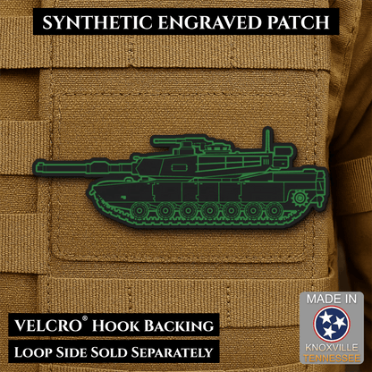 M1 Abrams Main Battle Tank Engraved Tactical Morale Patch, 1.4x4” | Made in USA | VELCRO® Brand Hook Backing - LoneStar Adhesive