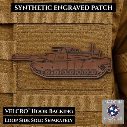 M1 Abrams Main Battle Tank Engraved Tactical Morale Patch, 1.4x4” | Made in USA | VELCRO® Brand Hook Backing - LoneStar Adhesive