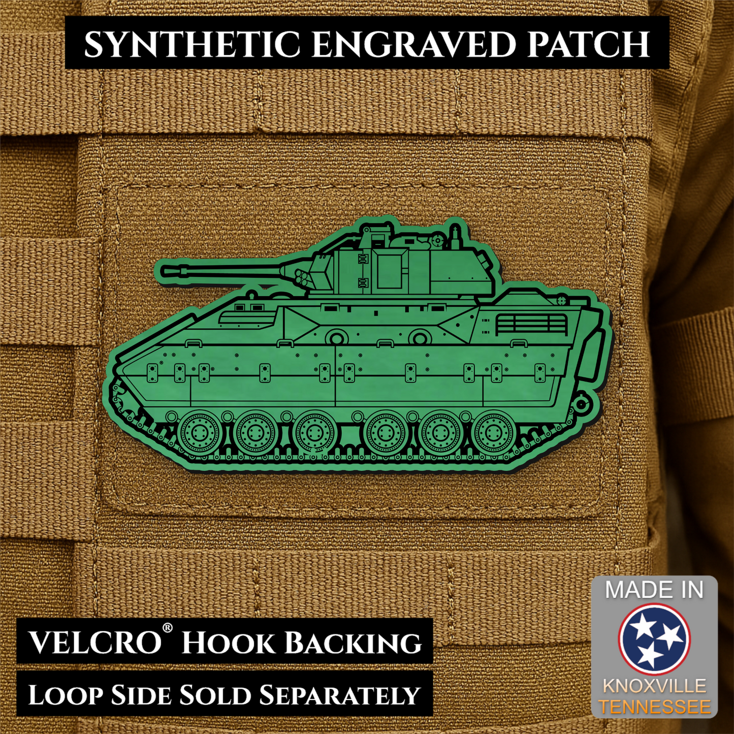 M2/M3 Bradley Fighting Vehicle Morale Patch, 1.4x3” | Made in USA | VELCRO® Brand Hook Backing