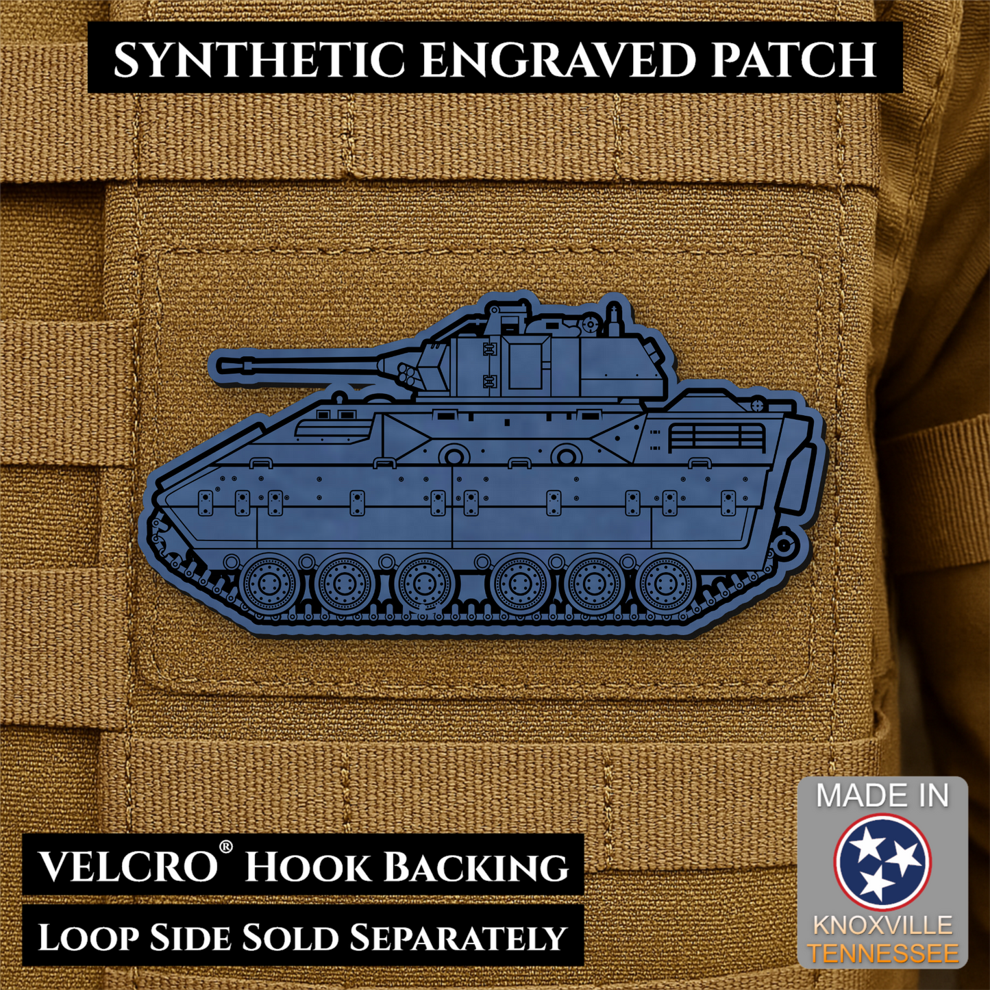 M2/M3 Bradley Fighting Vehicle Morale Patch, 1.4x3” | Made in USA | VELCRO® Brand Hook Backing