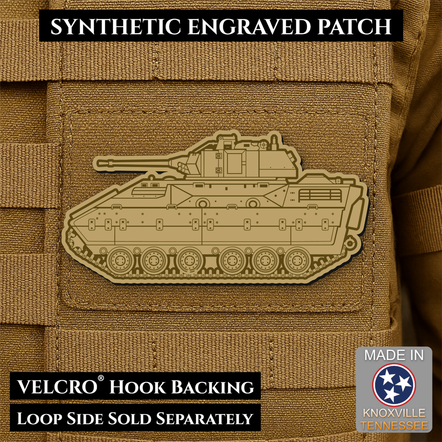 M2/M3 Bradley Fighting Vehicle Morale Patch, 1.4x3” | Made in USA | VELCRO® Brand Hook Backing