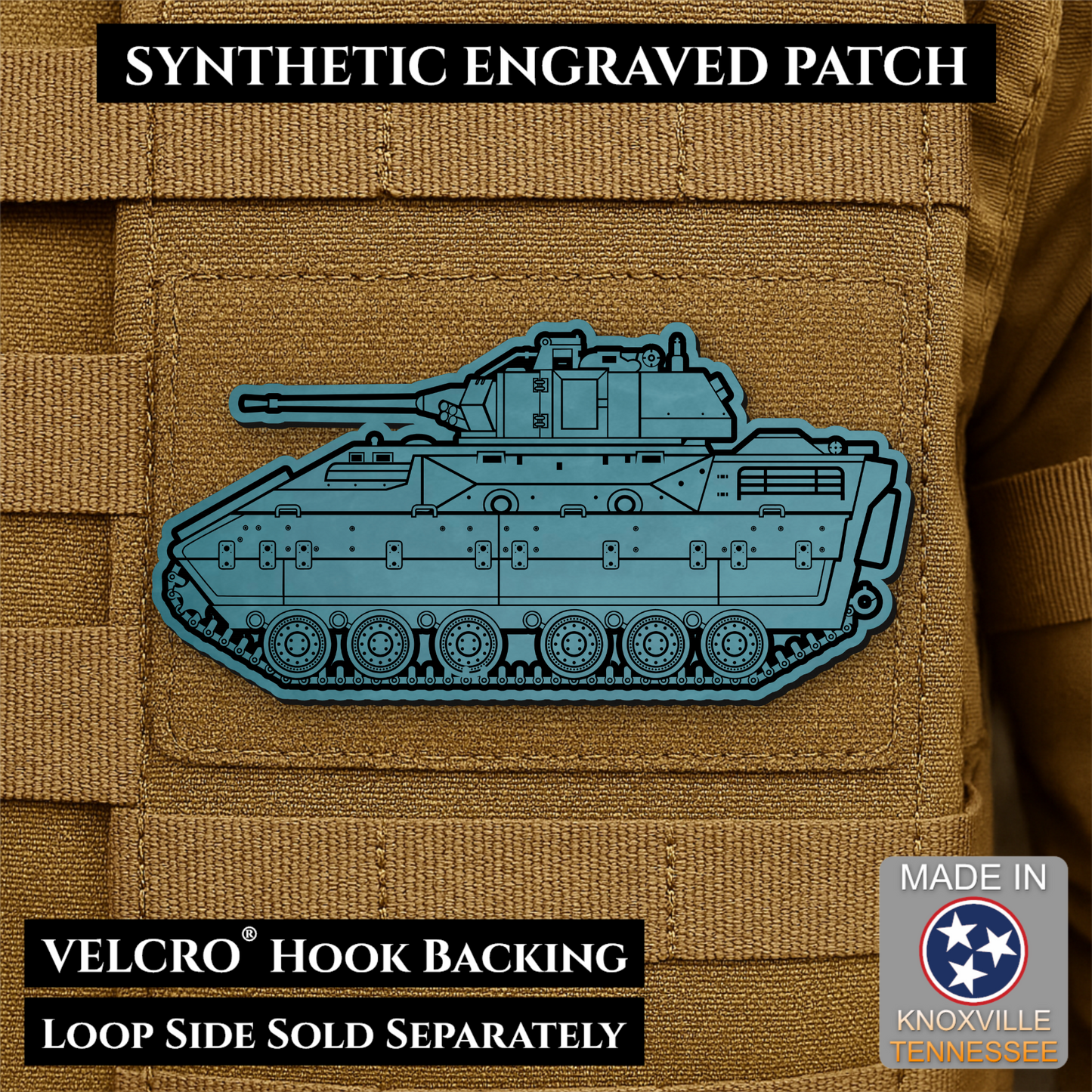 M2/M3 Bradley Fighting Vehicle Morale Patch, 1.4x3” | Made in USA | VELCRO® Brand Hook Backing