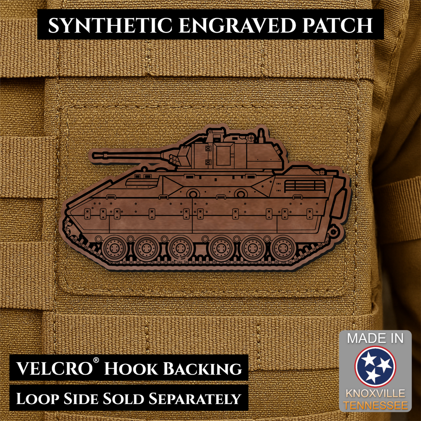 M2/M3 Bradley Fighting Vehicle Morale Patch, 1.4x3” | Made in USA | VELCRO® Brand Hook Backing