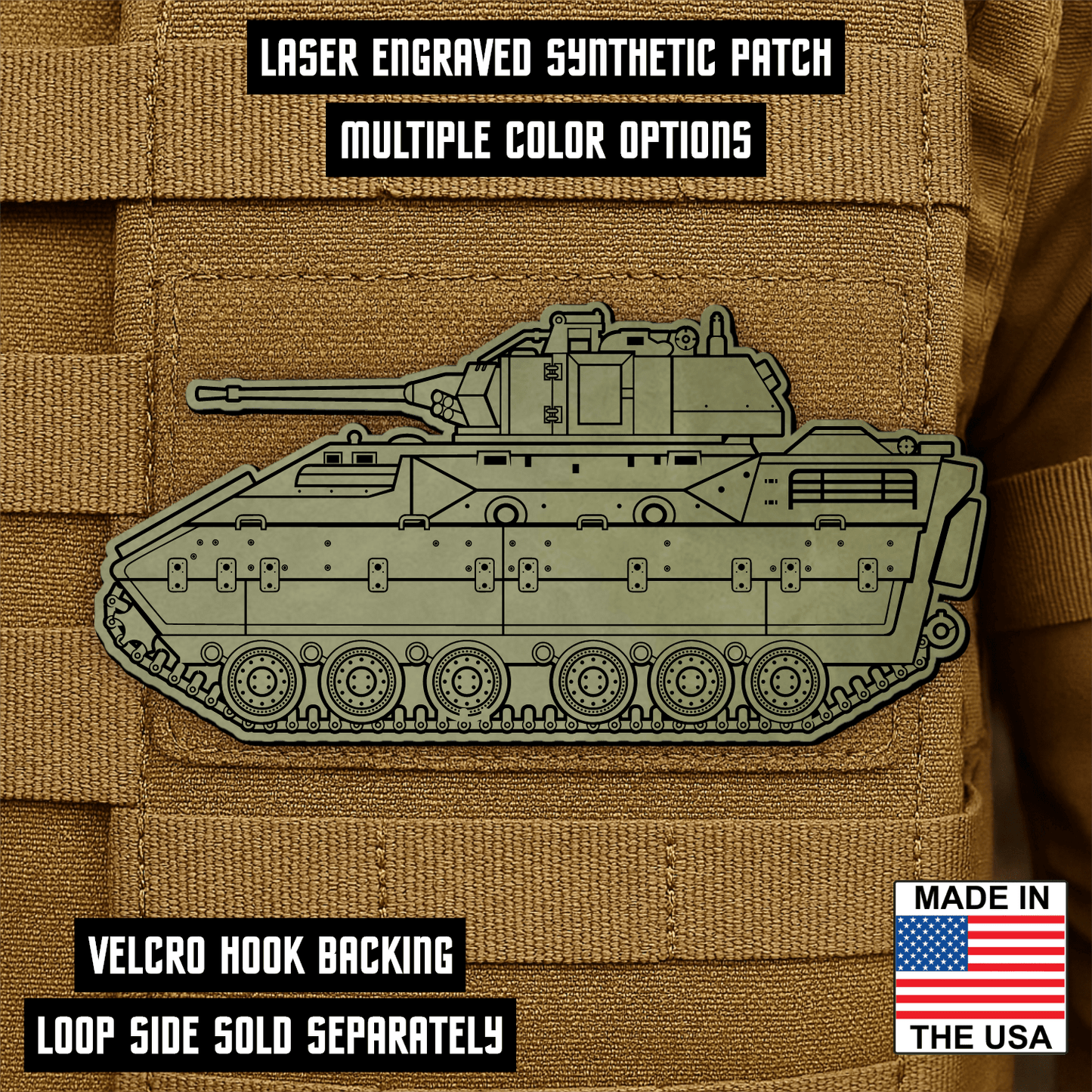 M2/M3 Bradley Fighting Vehicle Engraved Morale Patch – 1.4” x 3” Hook & Loop Tactical Patch | Made in USA - LoneStar Adhesive
