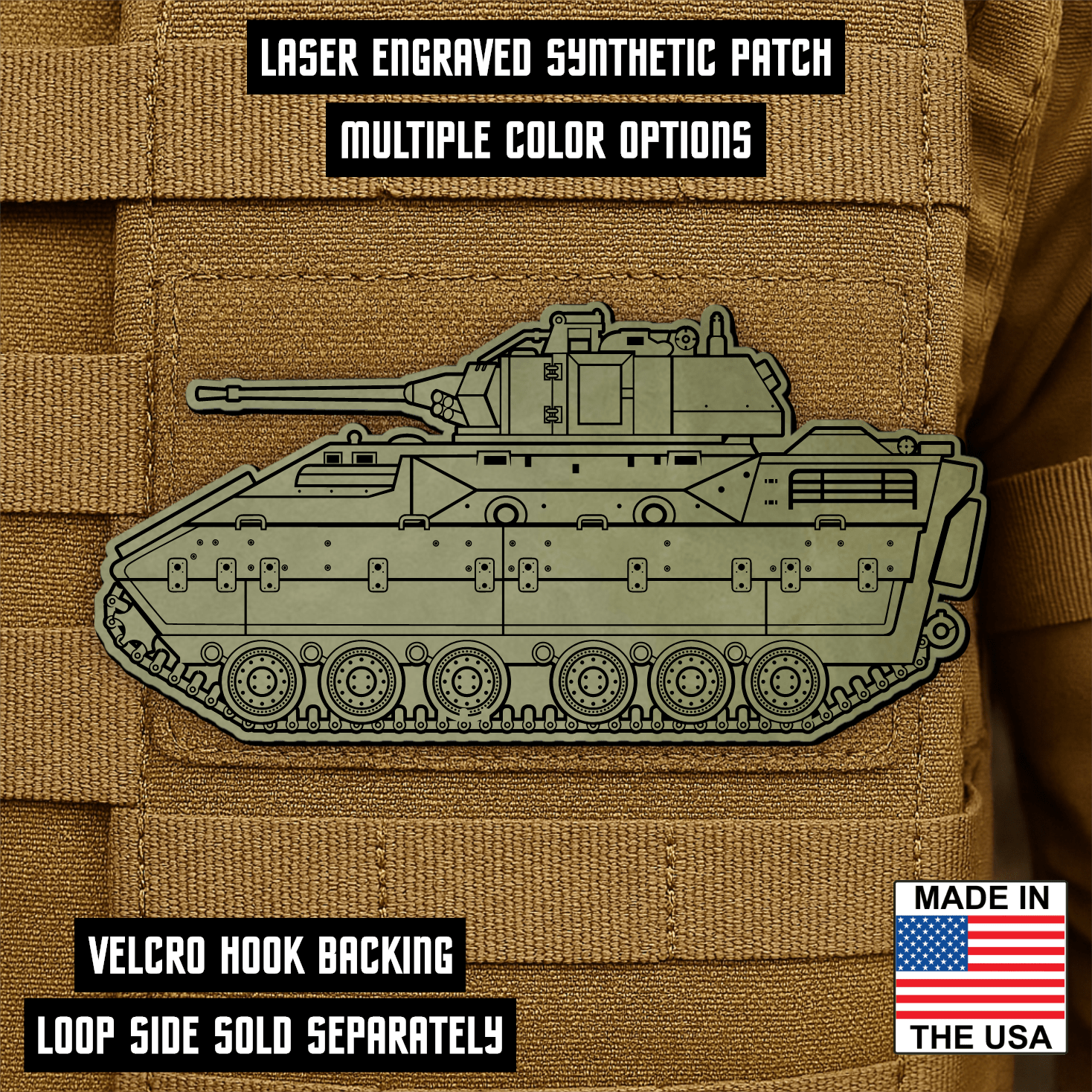 M2/M3 Bradley Fighting Vehicle Engraved Morale Patch – 1.4” x 3” Hook & Loop Tactical Patch | Made in USA - LoneStar Adhesive
