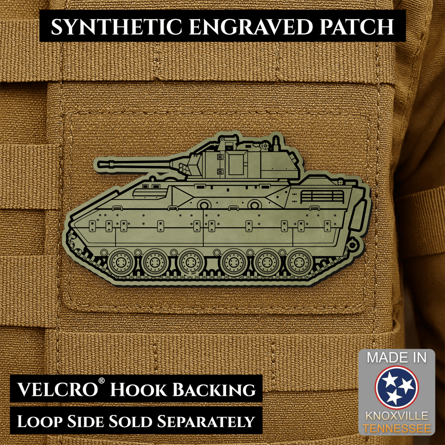 M2/M3 Bradley Fighting Vehicle Morale Patch – 1.4” x 3” Hook & Loop Tactical Patch | Made in USA - LoneStar Adhesive