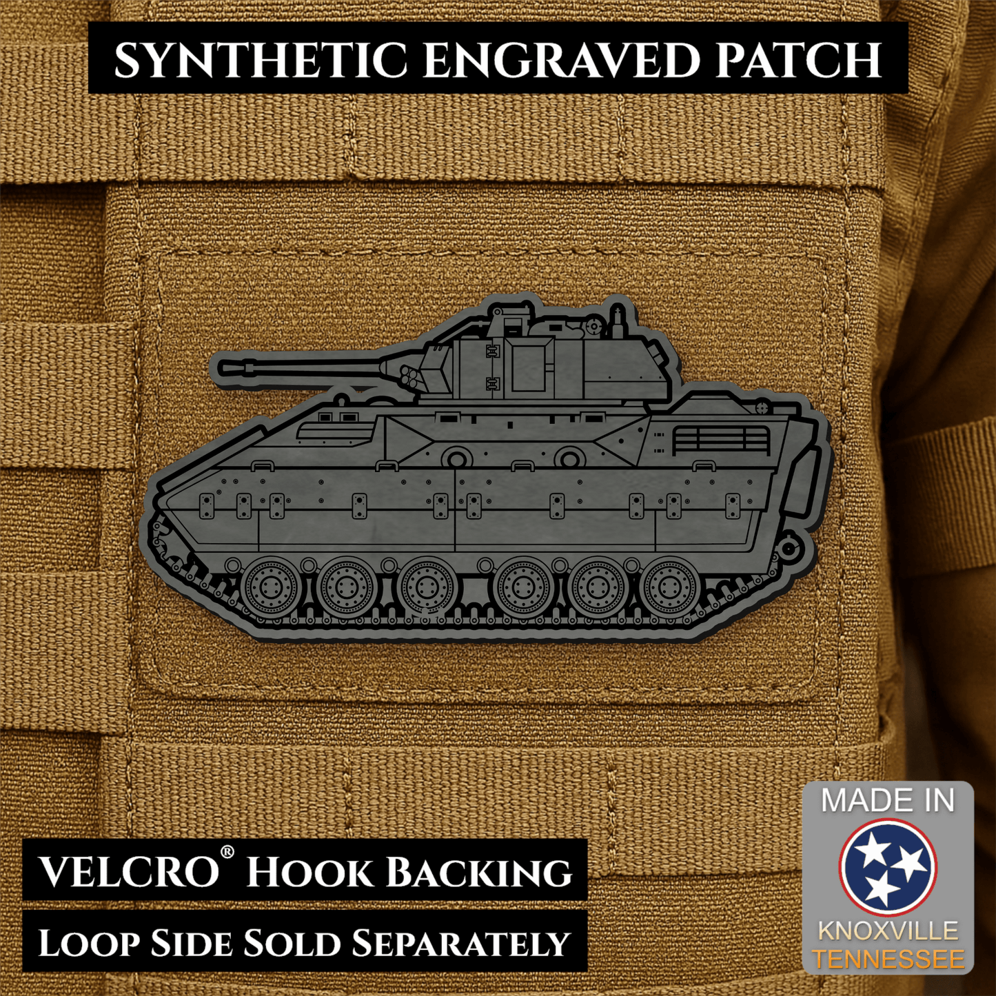 M2/M3 Bradley Fighting Vehicle Morale Patch – 1.4” x 3” Hook & Loop Tactical Patch | Made in USA - LoneStar Adhesive