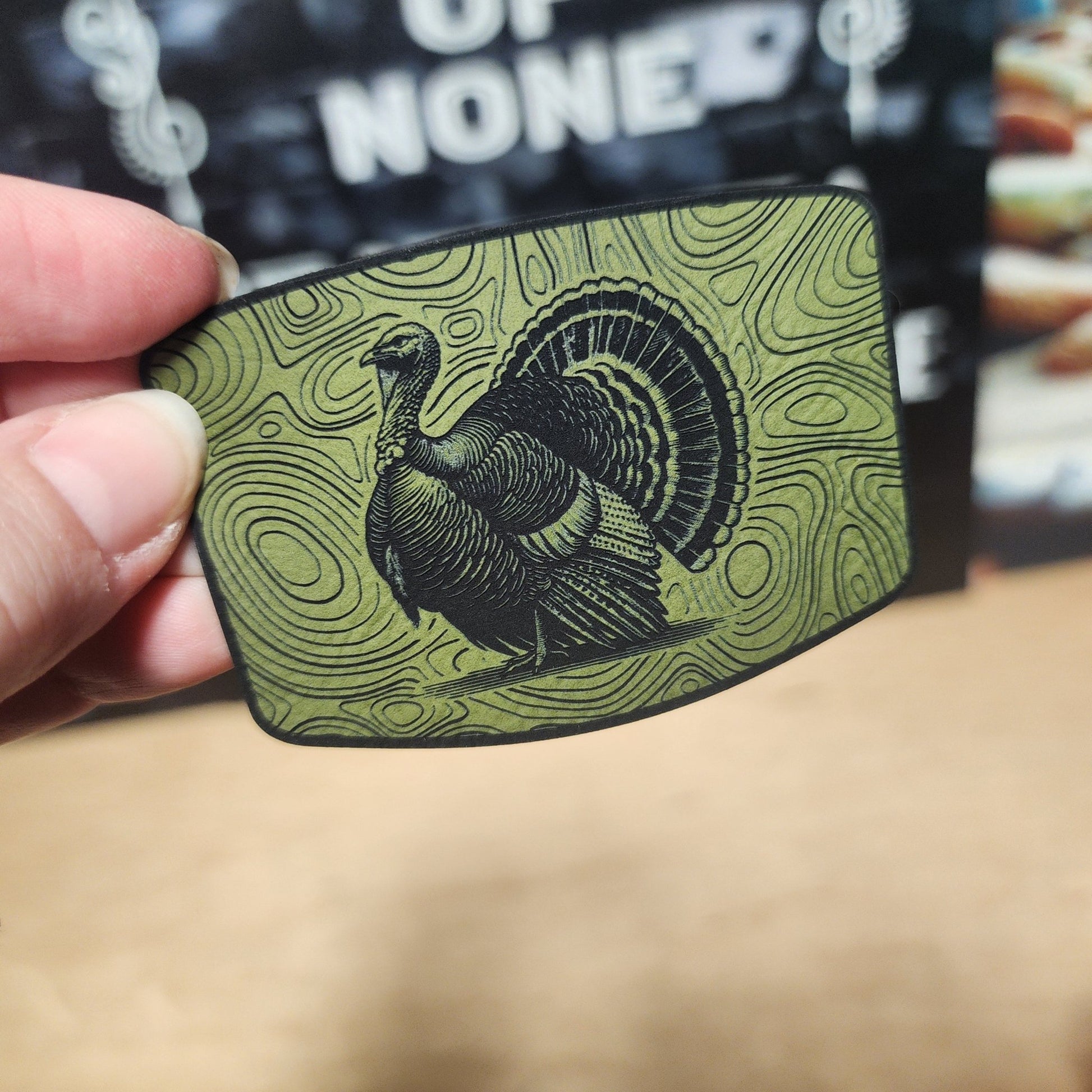 Majestic Turkey Design Engraved Leatherette Hat Patch - MR01 - LoneStar Adhesive