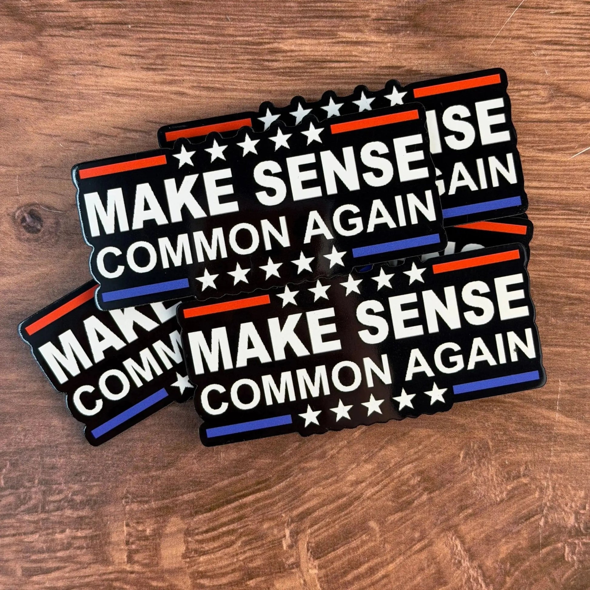 Make Sense Common Again - Patriotic | UV Printed Leather Hat Patch - LoneStar Adhesive
