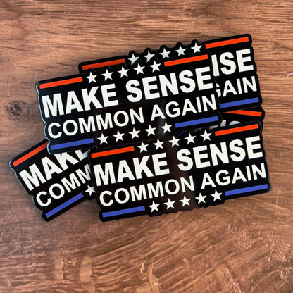 Make Sense Common Again - Patriotic | UV Printed Leather Hat Patch - LoneStar Adhesive