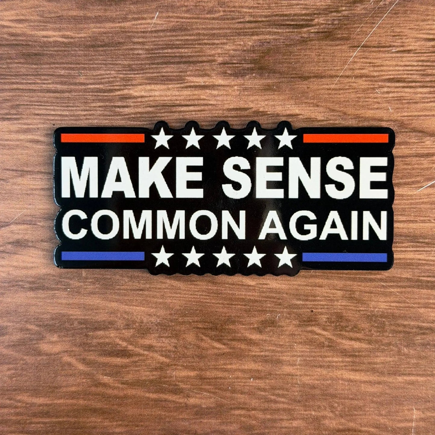 Make Sense Common Again - Patriotic | UV Printed Leather Hat Patch - LoneStar Adhesive